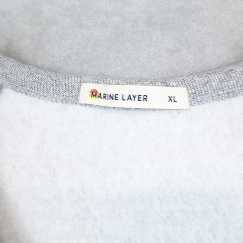 Marine Layer Sweatshirt XL Pullover Heather Gray Fleece Lined Samsara Owl - Picture 2 of 9